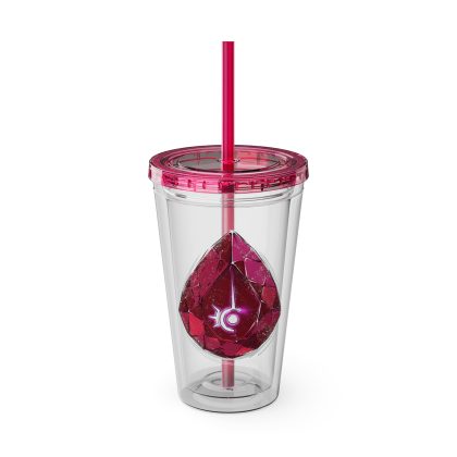 Red Mage Clear Tumbler with Straw