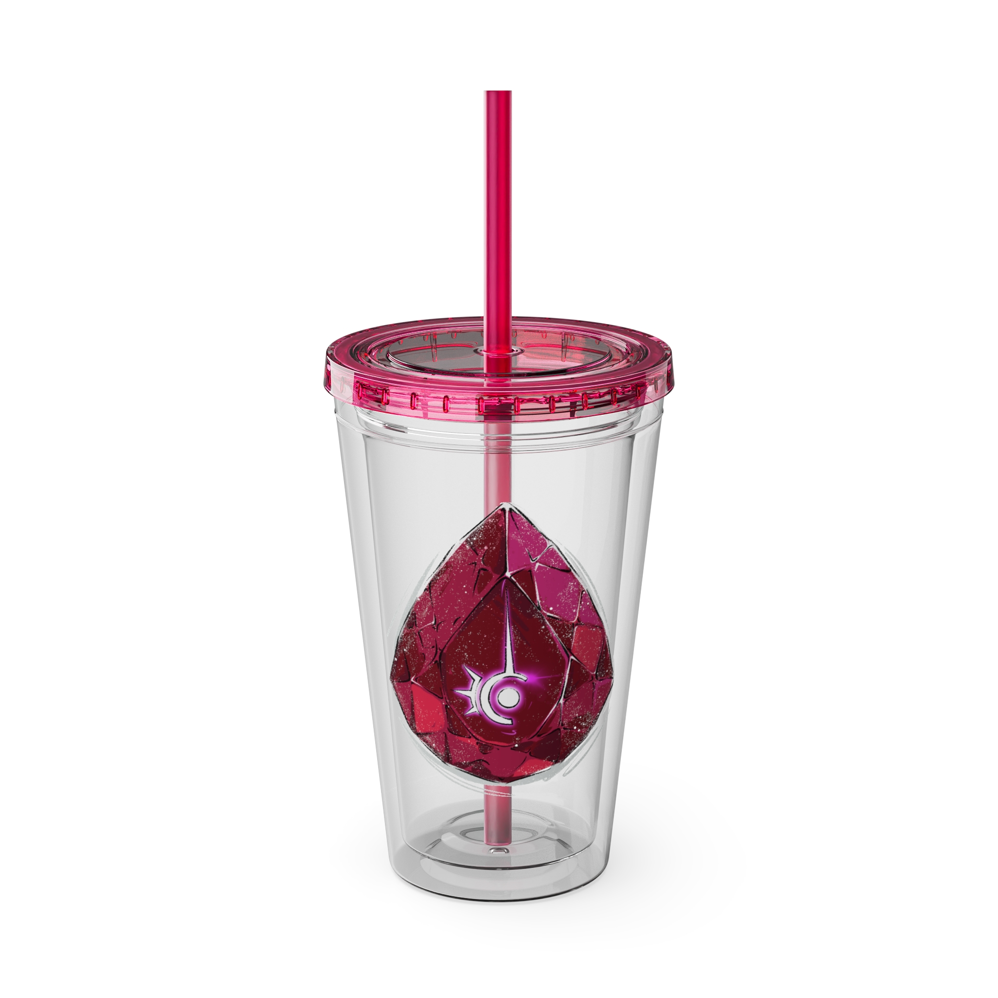 Red Mage Clear Tumbler with Straw