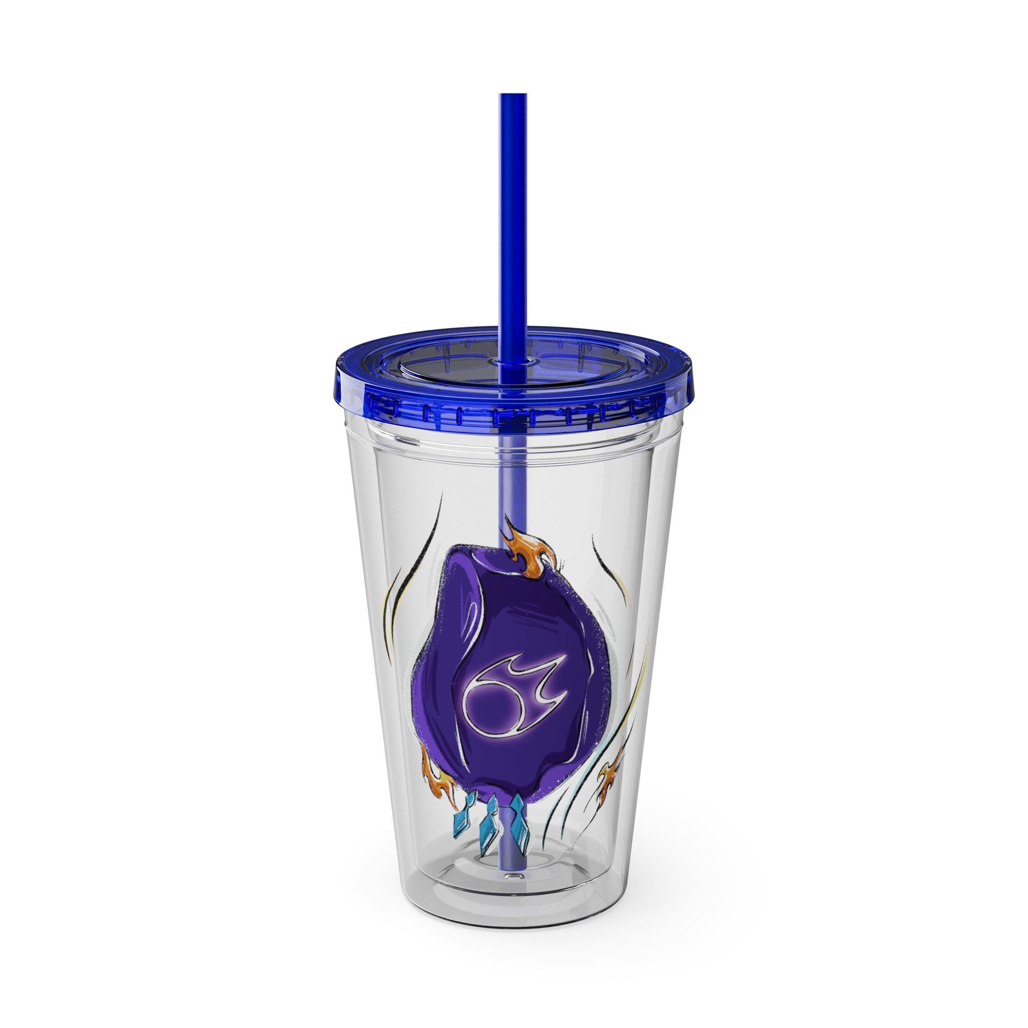 Black Mage Clear Tumbler with Straw