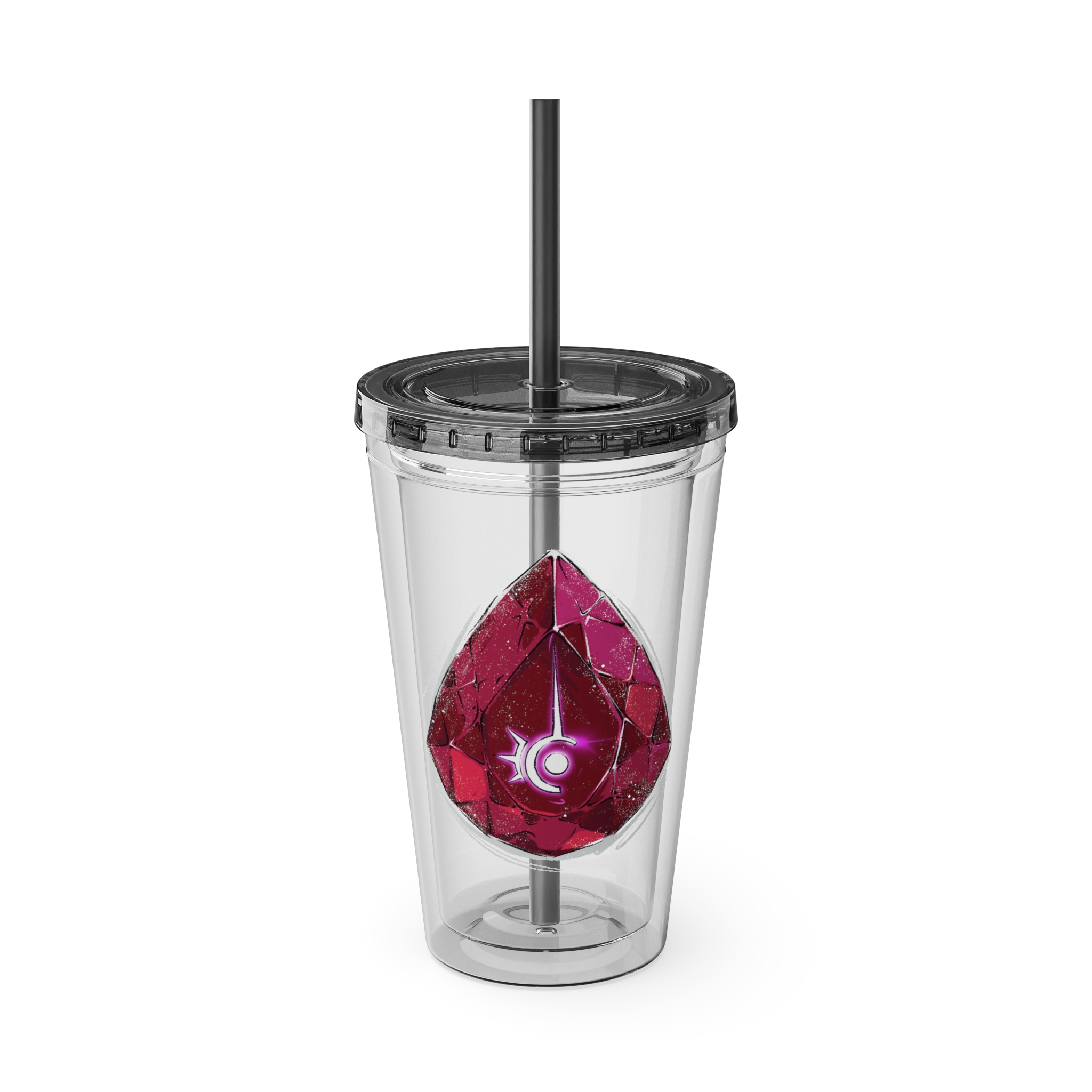 Red Mage Clear Tumbler with Straw - Image 9